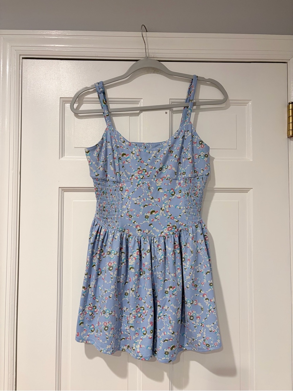 Urban Outfitters Blue Floral Romper Mini Dress Size Medium - Picture 4 of 11